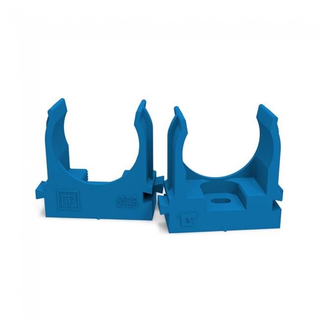 1. (ПромРукав) Крепеж-клипса для труб для монтажного пистолета синяя в п/э d16 (100шт/1100шт уп/кор)