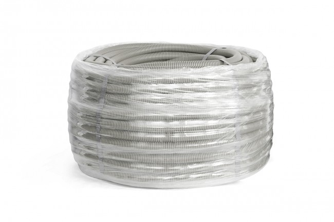 Труба гофрированная ПВХ сверхтяжелая 1100 Н серая с/з 20 мм (100 м) Промрукав