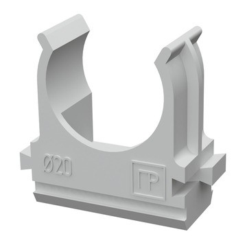 1. (ПромРукав) Крепеж-клипса для труб Полистирол 20 мм (100шт/1500шт уп/кор)